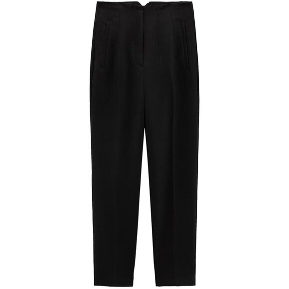 ZARA Women’s Black High-Waist Tapered Leg Pleated Pants | Size XL - Picture 4 of 7